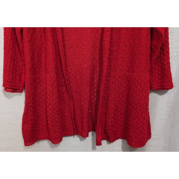 Kim Rogers Women’s S/M Open Front Cardigan Sweater Red Holiday Christmas Comfy - Picture 9 of 12